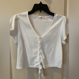 Miami White Textured V-Neck Blouse